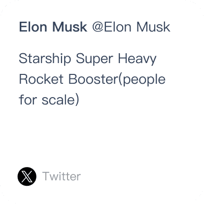 Tweet — Elon Musk on Starship Super Heavy Rocket Booster