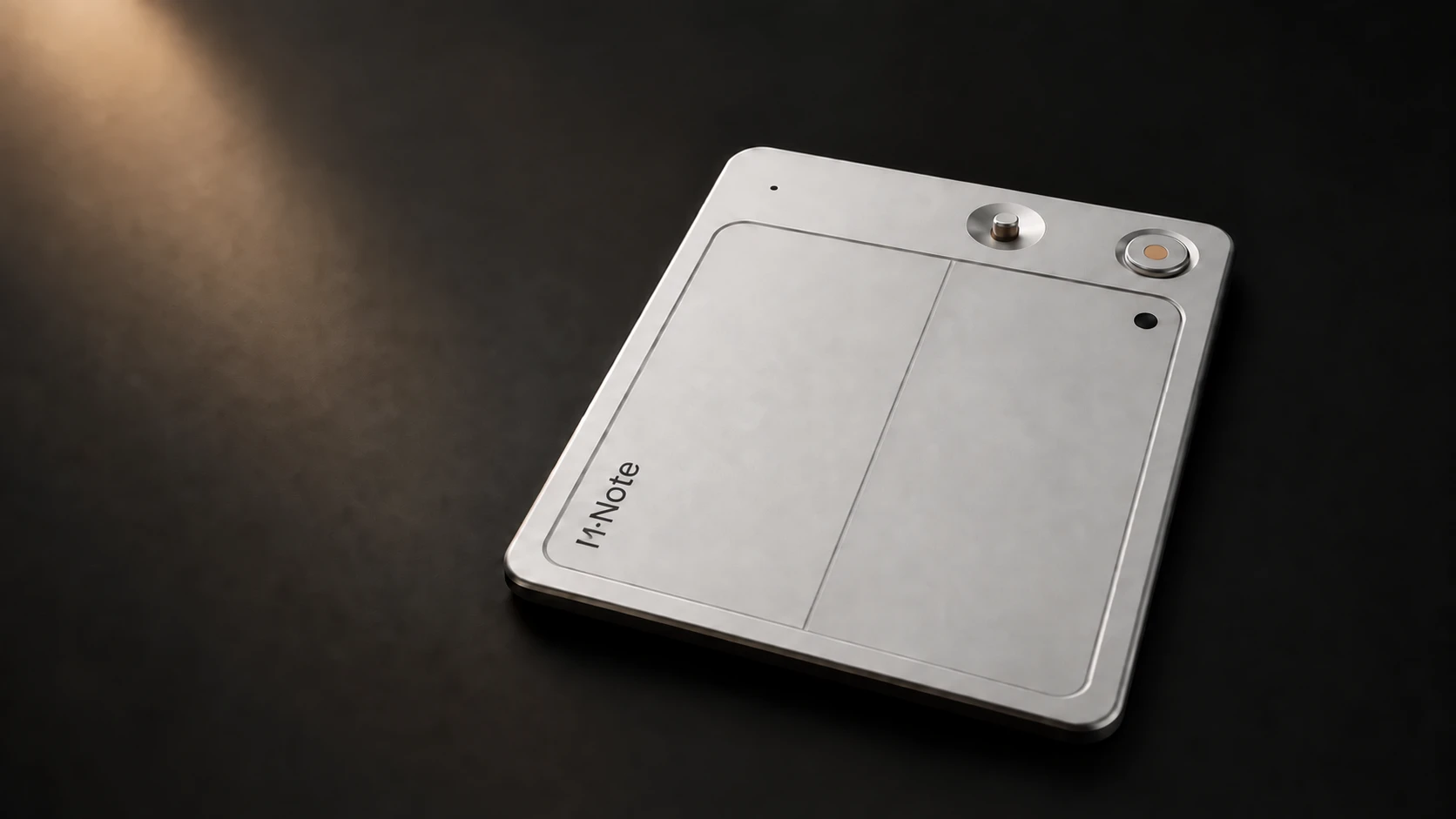 Silver M-NOTE card-sized voice recorder with MODE and REC controls